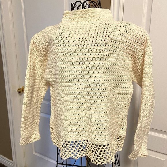 Beautiful Custom Crochet Cotton Sweater Sz M/L EUC - Picture 1 of 9